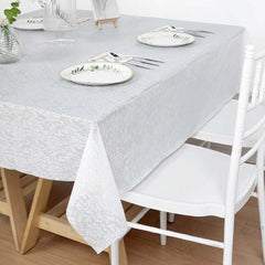 White Square Plastic Table Covers in Lace Design, 65"x65" PVC Waterproof Disposable Tablecloths