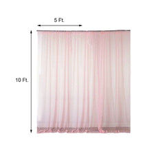 2 Pack Blush Fire Retardant Event Curtain Drapes in Sheer Floral Lace, 5ftx10ft Divider Backdrop Event Panels with Rod Pockets