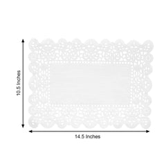 100 Pcs Paper 14"x10" Rectangle Placemats in White - Food Grade Lace Paper Doilies for Dessert Display & Table Decor
