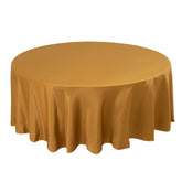 Lamour Satin 108" Round Tablecloth Gold - Durable & Silk-Like Table Cover for Classy Weddings & Events
