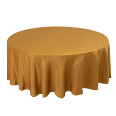 Lamour Satin 108" Round Tablecloth Gold - Durable & Silk-Like Table Cover for Classy Weddings & Events