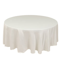 Lamour Satin 108" Round Tablecloth Ivory - Durable & Silk-Like Table Cover