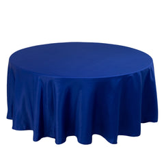 Lamour Satin 108" Round Tablecloth Royal Blue - Durable & Silk-Like Table Cover