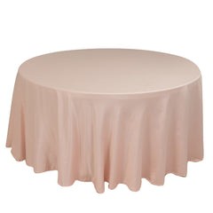 Lamour Satin 120" Round Tablecloth Blush - Seamless Table Cover with Soft Tempered Sheen