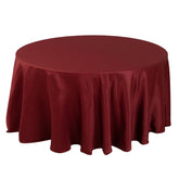 Lamour Satin 120" Round Tablecloth Burgundy - Seamless Table Cover with Soft Tempered Sheen