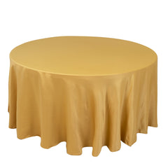 Lamour Satin 120" Round Tablecloth Champagne - Seamless Table Cover with Soft Tempered Sheen