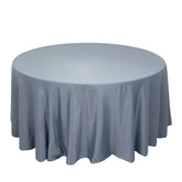 Lamour Satin 120" Round Tablecloth Dusty Blue - Seamless Table Cover with Soft Tempered Sheen