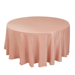 Lamour Satin 120" Round Tablecloth Dusty Rose - Seamless Table Cover with Soft Tempered Sheen
