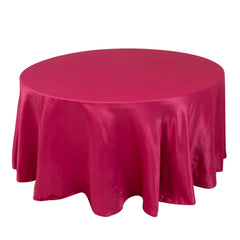 Lamour Satin 120" Round Tablecloth Fuchsia - Seamless Table Cover with Soft Tempered Sheen