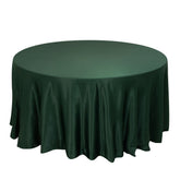 Lamour Satin 120" Round Tablecloth Hunter Emerald - Seamless Table Cover with Soft Tempered Sheen