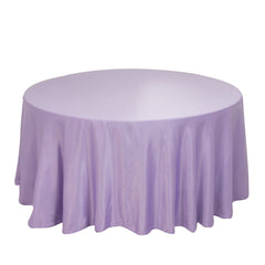 Lamour Satin 120" Round Tablecloth Lavender Lilac - Seamless Table Cover with Soft Tempered Sheen