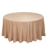 Lamour Satin 120" Round Tablecloth Nude - Seamless Table Cover with Soft Tempered Sheen