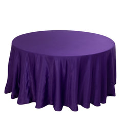 Lamour Satin 120" Round Tablecloth Purple - Seamless Table Cover with Soft Tempered Sheen