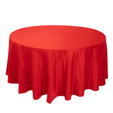 Lamour Satin 120" Round Tablecloth Red - Seamless Table Cover with Soft Tempered Sheen