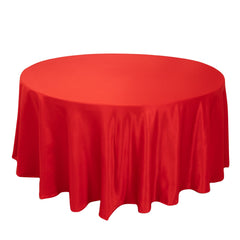 Lamour Satin 120" Round Tablecloth Red - Seamless Table Cover with Soft Tempered Sheen