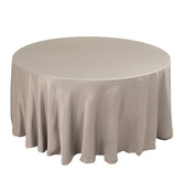 Lamour Satin 120" Round Tablecloth Silver - Seamless Table Cover with Soft Tempered Sheen
