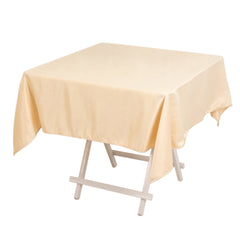 Lamour Satin 54"x54" Square Tablecloth Beige - Durable & Silk-Like Table Cover