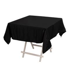Lamour Satin 54"x54" Square Tablecloth Black - Durable & Silk-Like Table Cover for Weddings & Parties