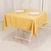 Lamour Satin 54"x54" Square Tablecloth Champagne - Durable & Silk-Like Table Cover