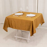 Lamour Satin 54"x54" Square Tablecloth Gold - Durable & Silk-Like Table Cover