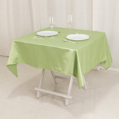 Lamour Satin 54"x54" Square Tablecloth Sage Green - Durable & Silk-Like Table Cover
