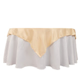 Lamour Satin 54"x54" Table Overlay Square Tablecloth Beige - Durable & Silk-Like Table Cover