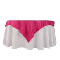 Lamour Satin 54"x54" Table Overlay Square Tablecloth Fuchsia - Durable & Silk-Like Table Cover