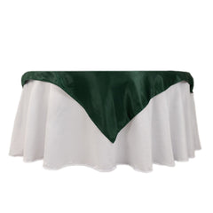 Lamour Satin 54"x54" Table Overlay Square Tablecloth Hunter Emerald - Durable & Silk-Like Table Cover