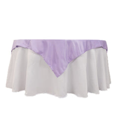 Lamour Satin 54"x54" Table Overlay Square Tablecloth Lavender Lilac - Durable & Silk-Like Table Cover