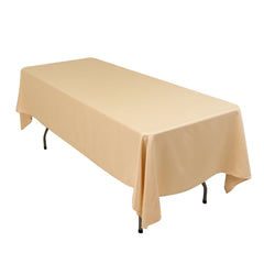Lamour Satin 60"x102" Rectangle Tablecloth Beige - Durable & Silky Soft Feel Table Cover