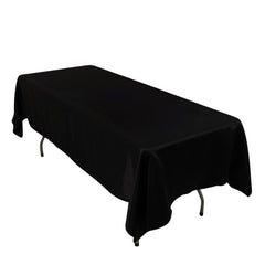 Lamour Satin 60"x102" Rectangle Tablecloth Black - Durable & Silky Soft Feel Table Cover for Weddings & Banquets