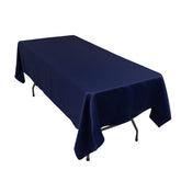 Lamour Satin 60"x102" Rectangle Tablecloth Navy Blue - Durable & Silky Soft Feel Table Cover