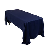 Lamour Satin 60"x126" Rectangle Tablecloth Navy Blue - Soft & Silk-Like Table Cover