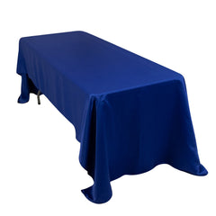 Lamour Satin 60"x126" Rectangle Tablecloth Royal Blue - Soft & Silk-Like Table Cover