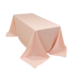 Lamour Satin 90"x132" Rectangle Tablecloth Blush - Soft & Silk-Like Seamless Table Cover