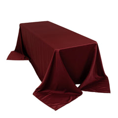 Lamour Satin 90"x132" Rectangle Tablecloth Burgundy - Soft & Silk-Like Seamless Table Cover