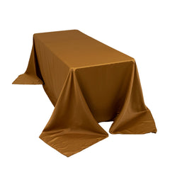 Lamour Satin 90"x132" Rectangle Tablecloth Gold - Soft & Silk-Like Seamless Table Cover for Weddings & Parties