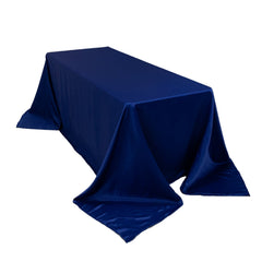 Lamour Satin 90"x132" Rectangle Tablecloth Royal Blue - Soft & Silk-Like Seamless Table Cover