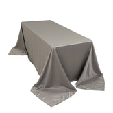 Lamour Satin 90"x132" Rectangle Tablecloth Silver - Soft & Silk-Like Seamless Table Cover