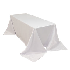 Lamour Satin 90"x132" Rectangle Tablecloth White - Soft & Silk-Like Seamless Table Cover for Weddings & Parties