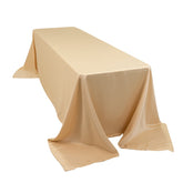 Lamour Satin 90"x156" Rectangle Tablecloth Beige - Luxurious, Soft Seamless Table Cover