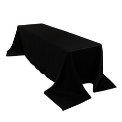 Lamour Satin 90"x156" Rectangle Tablecloth Black - Luxurious, Soft Seamless Table Cover for Stylish Settings