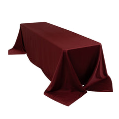 Lamour Satin 90"x156" Rectangle Tablecloth Burgundy - Luxurious, Soft Seamless Table Cover