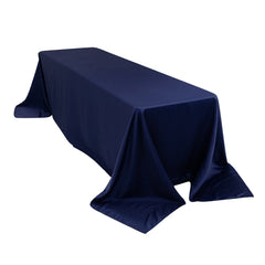 Lamour Satin 90"x156" Rectangle Tablecloth Navy Blue - Luxurious, Soft Seamless Table Cover