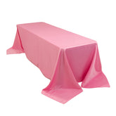 Lamour Satin 90"x156" Rectangle Tablecloth Pink - Luxurious, Soft Seamless Table Cover