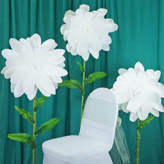 2 Pack 24" White Life-Like Soft Foam Craft Dahlia Flower Heads