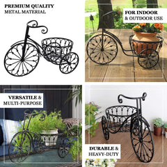 Tricycle Planter Basket Black Decorative Design - Metal Indoor/Outdoor Plant Stand 22"