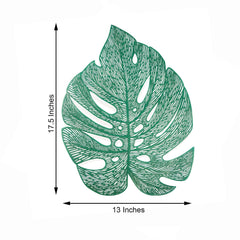 6-Pack Dining Table Mats Monstera Leaf Design Green - Vinyl Non-Slip Surface for Tropical Themes 18"