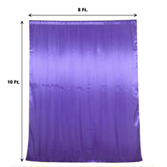 8ftx10ft Purple Satin Event Curtain Drapes, Backdrop Event Panel