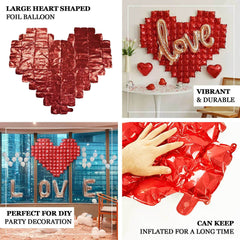 41"x36" Metallic Red Giant Heart Mylar Foil Balloon, Photo Backdrop Balloon Quilt